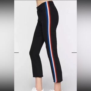 NWT PAM & GELA CROPPED FLARE JEANS W/ CLASSIC STRIPE SIZE 28